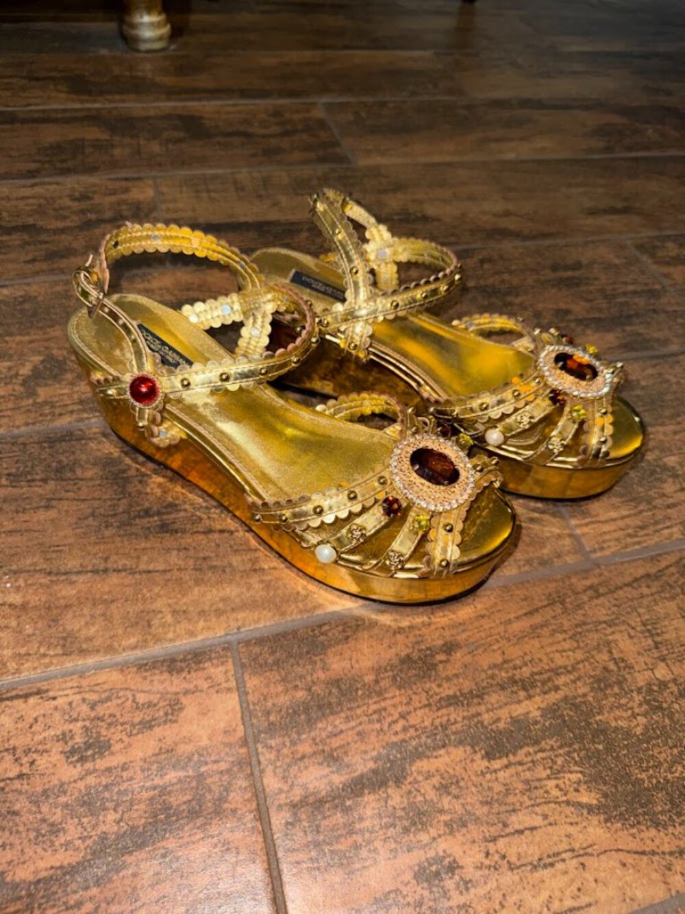 Dolce & Gabbana gold platform sandals size 41